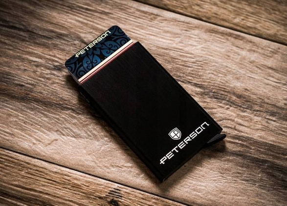 Zestaw prezentowy skorzany portfe meski i aluminiowe etui na karty