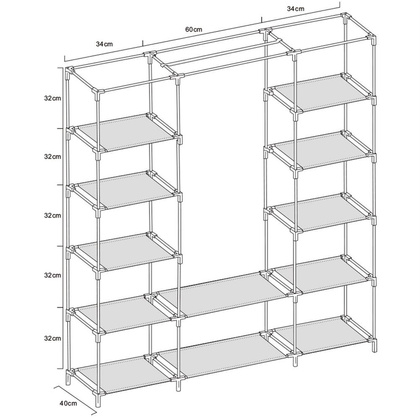 SZAFA TEKSTYLNA GARDEROBA 175x133x43CM JASNO-SZARA PROFIL 16MM