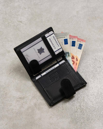 Elegancki, skórzany portfel męski na zatrzask