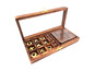 Zestaw gier - domino, kości, kółko i krzyżyk w pudełku drewnianym ze szklanym topem - G1174M