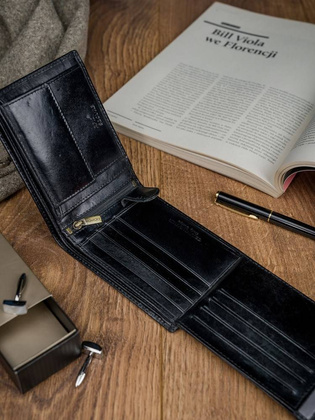 Skórzany portfel męski z systemem rfid