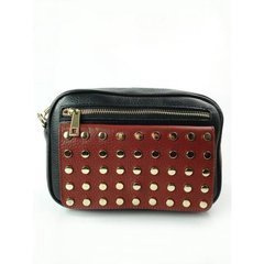 Czarna z bordo duża skórzana listonoszka dżety + złoto Vera Pelle   VPX17Nr