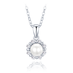 MINET Srebrny naszyjnik perły z białymi cyrkoniami