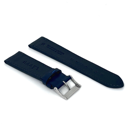 LAVVU Granatowy szyty pasek SLIM z luksusowej skóry Top Grain - 22