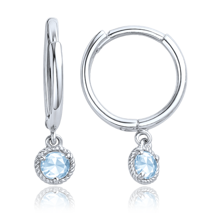 MINET Delikatne kolczyki z białego złota z niebieskimi cyrkoniami Au 585/1000 1,00g