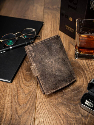 Portfel męski skórzany RM-06L-BAW BROWN