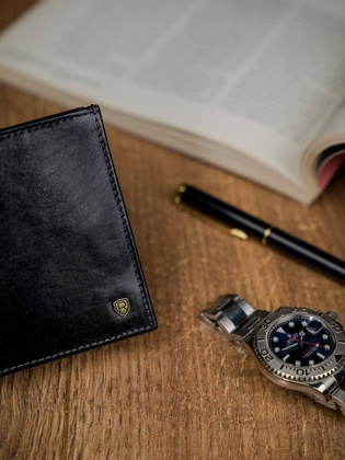 Skórzany portfel męski z systemem rfid