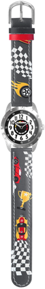 CLOCKODILE Świecący szary zegarek chłopięcy SAMOCHODY WYŚCIGOWE
