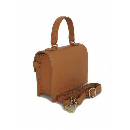 Włoska zgrabna skórzana listonoszka Vera Pelle kuferek,kufereczek Camel VPK321C