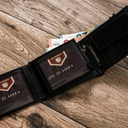 Skórzany portfel męski Peterson Czarny