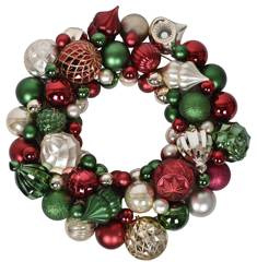 Wieniec z bombek zielono-burgundowo-szampański duży