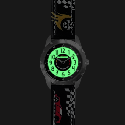 CLOCKODILE Świecący granatowy zegarek chłopięcy SAMOCHODY WYŚCIGOWE