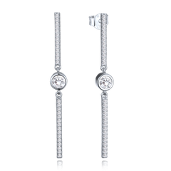 MINET Eleganckie srebrne kolczyki sztyfty z białymi cyrkoniami