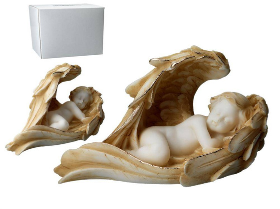 Aniołek śpiący w skrzydłach - alabaster grecki