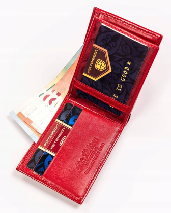 Klasyczny maly portfel damski ze skory naturalnej