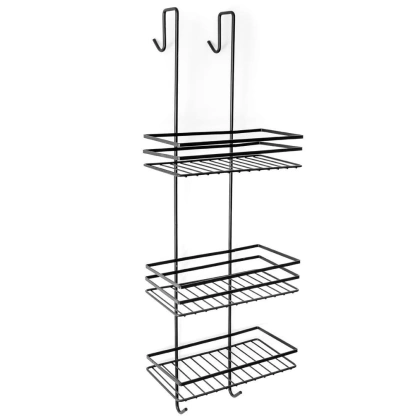 Półka łazienkowa zawieszana na kabinę szybę prysznicową pod prysznic metalowa czarna