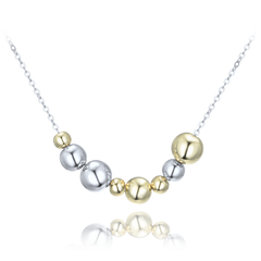 MINET Elegancki srebrny naszyjnik z srebrnymi i pozłacanymi kulkami