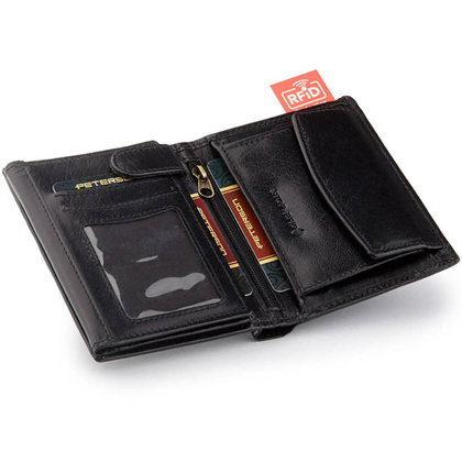 Pionowy portfel męski ze skóry naturalnej RFID