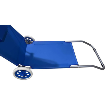 LEŻAK SKŁADANY PLAŻOWY Z DASZKIEM NA KÓŁKACH 112x62x60-90CM NIEBIESKI