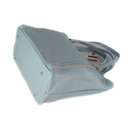 Duża włoska torba na ramię,podwójne uszy, worek Vera Pelle ,Blue WM555BB KEMER