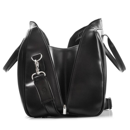 Podróżna torba na ramię ze skóry BRØDRENE R10 czarny smooth leather - min. zamówienie 20 / 50 / 100 szt.