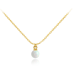 MINET Elegancki złoty naszyjnik z białym opalem Au 585/1000 1,65g