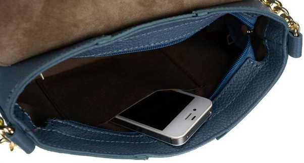 Elegancka listonoszka z łańcuszkiem Peterson Niebieska