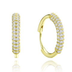 MINET Luksusowe pozłacane kolczyki srebrne z białymi cyrkoniami