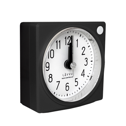 LAVVU Czarny budzik radiowo sterowany z funkcją STOP Second Hand - 3 LATA GWARANCJA!