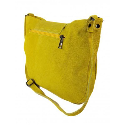 Duża zamszowa listonoszka ,chlebak Vera Pelle ,pojemna przewieszka A5 Żółta VPZ55GLL