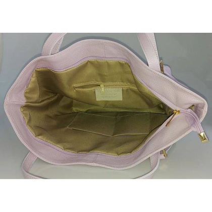 Duża włoska torba na ramię,podwójne uszy, worek Vera Pelle ,Liliowa WM555WR KEMER