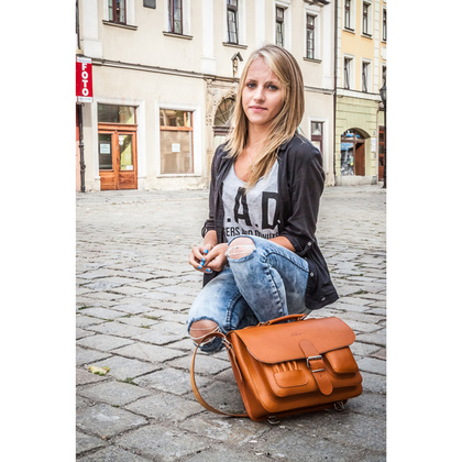 TECZKA SKÓRZANA 3W1 KEMER VOOC Vintage P13 RUDA