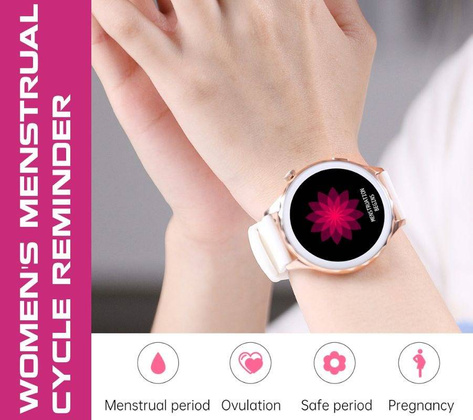 Smartwatch Damski Rubicon RNCF02-2 Złoto-Złoty + Różowy Silikonowy Pasek