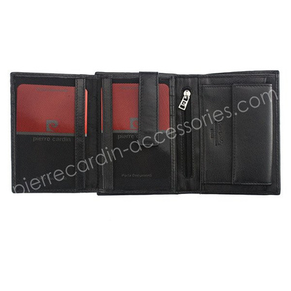 Portfel męski skórzany PIERRE CARDIN CB TILAK26 330 RFID Czarno czerwony