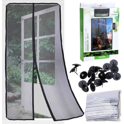 Siatka moskitiera magnetyczna z magnesem na drzwi owady komary czarna 210x100 cm