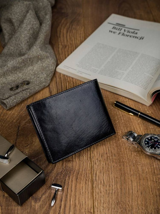 Skórzany portfel męski z systemem rfid