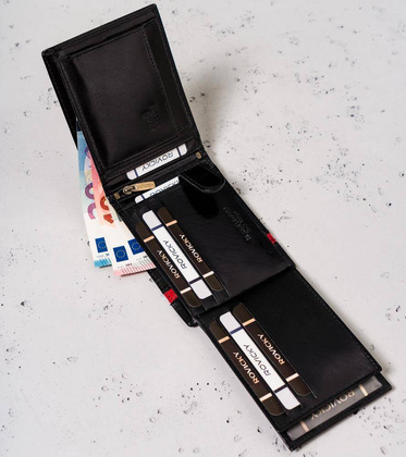 Portfel męski skórzany N61-RVTP-3036 Czarny-Red