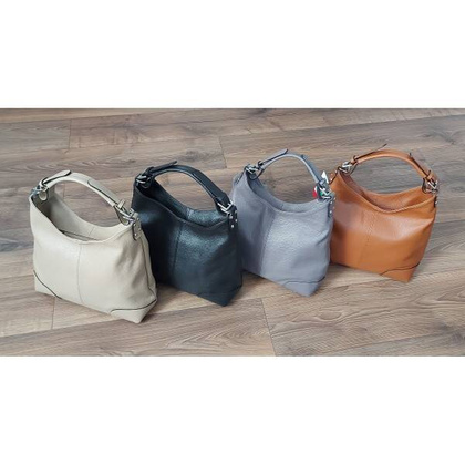 Skórzany Włoski worek ,torba na ramię Vera Pelle miękka ,pojemna Czarna VORX12N