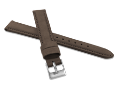 MINET Brązowy szyty skórzany pasek z miękkiego nubuku - 16