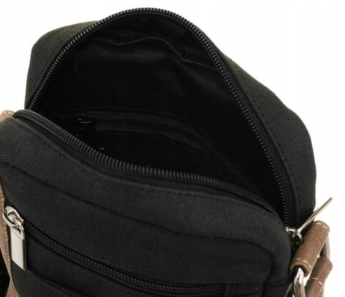 Skórzana, męska torba na ramię z kieszonką zewnętrzną