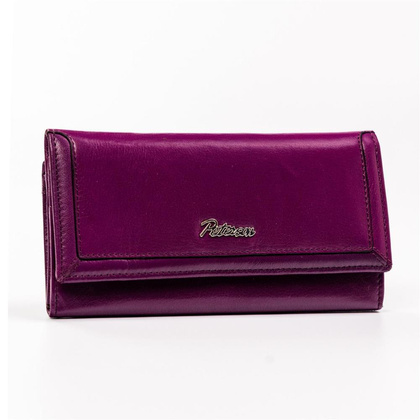 Duzy skorzany portfel damski na bigiel i zatrzask