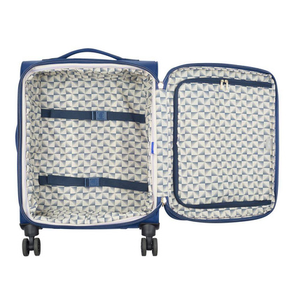 Walizka Delsey Montrouge Mała miękka niebieska walizka kabinowa na kółkach 55 cm