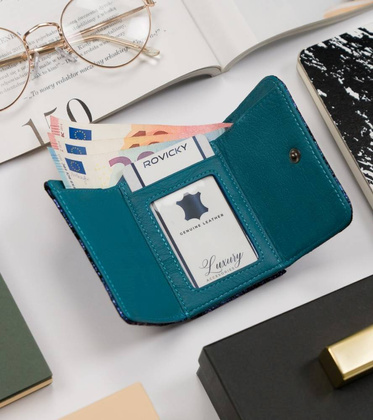 Portmonetka damska ze skóry naturalnej ze wzorem motyli — Lorenti