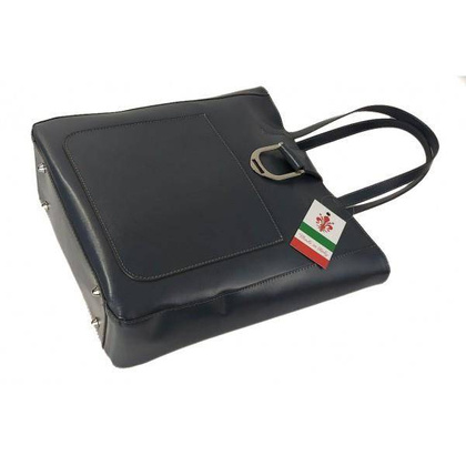 Duży shopper bag na ramię Vera Pelle , Włoska skórzana torba Szara - Grafit SBKB11G KEMER