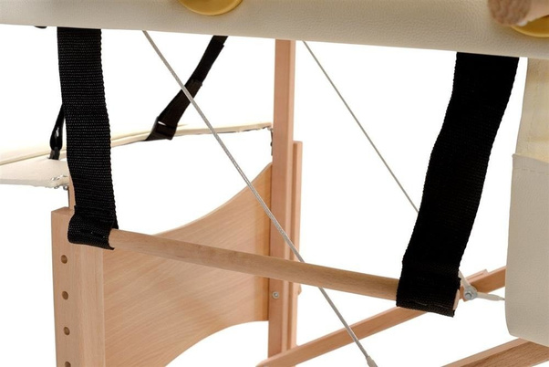 Stół, łóżko do masażu 4-segmentowe drewniane Kremowe