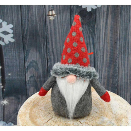 Mikołajek dekoracyjny z workiem na prezent 20 cm czerwony