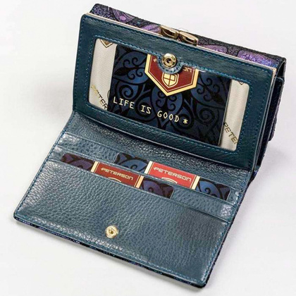 Damski, skórzany portfel w motylki Peterson