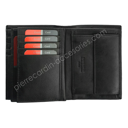 Duży portfel męski ze skóry bydlęcej w orientacji pionowej — Pierre Cardin