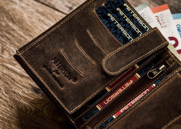 Portfel męski z retro skóry Peterson Brązowy