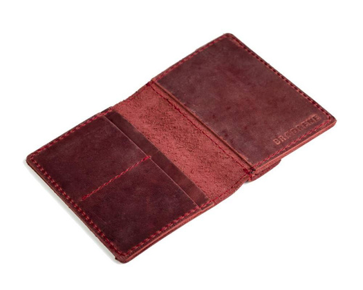 Czerwony cienki portfel ze skóry naturalnej z bilonem slim wallet BRØDRENE SW04 - min. zamówienie 20 / 50 / 100 szt.